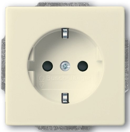 Розетка с заземлением без рамки ABB Solo/Future 1-м. шторки слоновая кость картинка